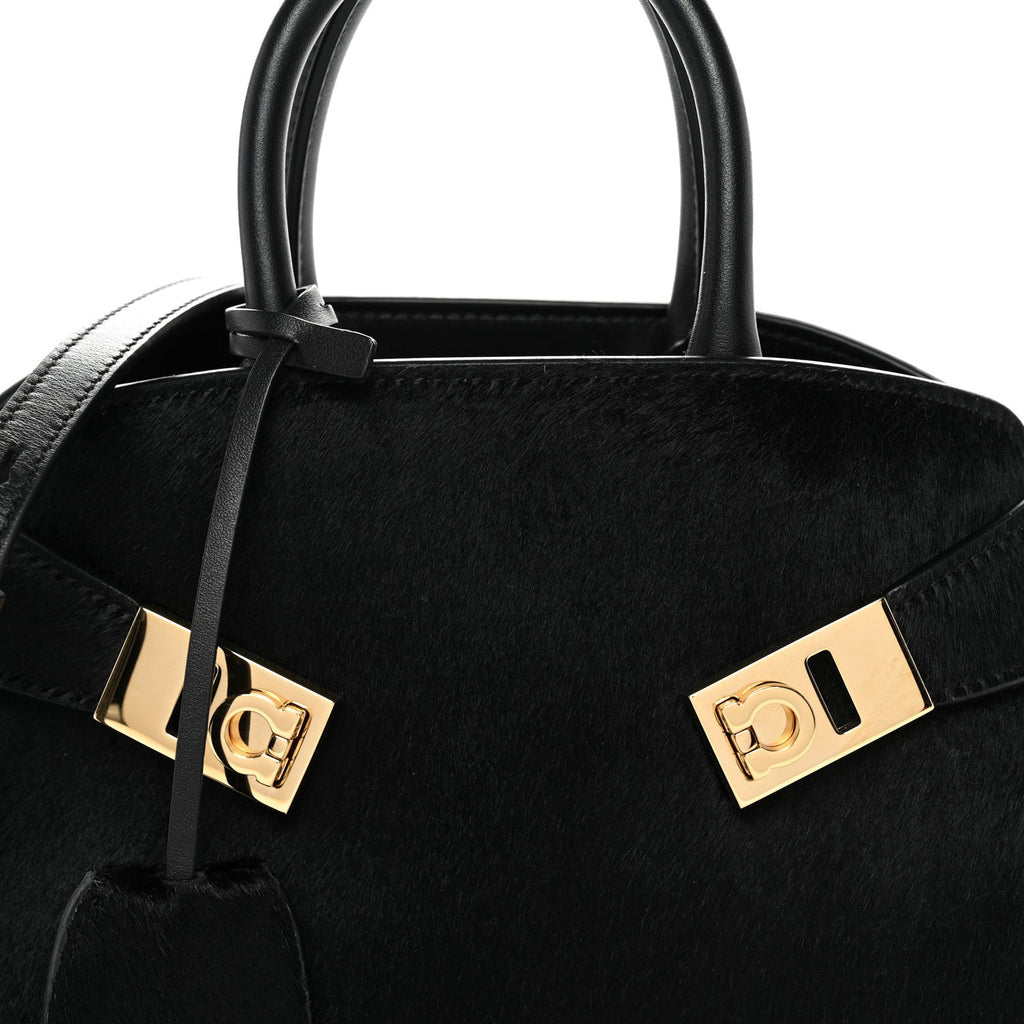 Pony Hair Mini Hug Bag Black