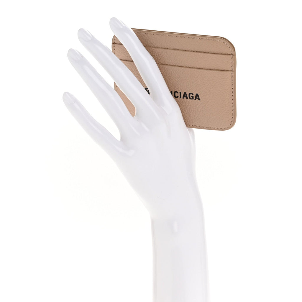 Grained Calfskin Logo Cash Rounded  Holder Beige
