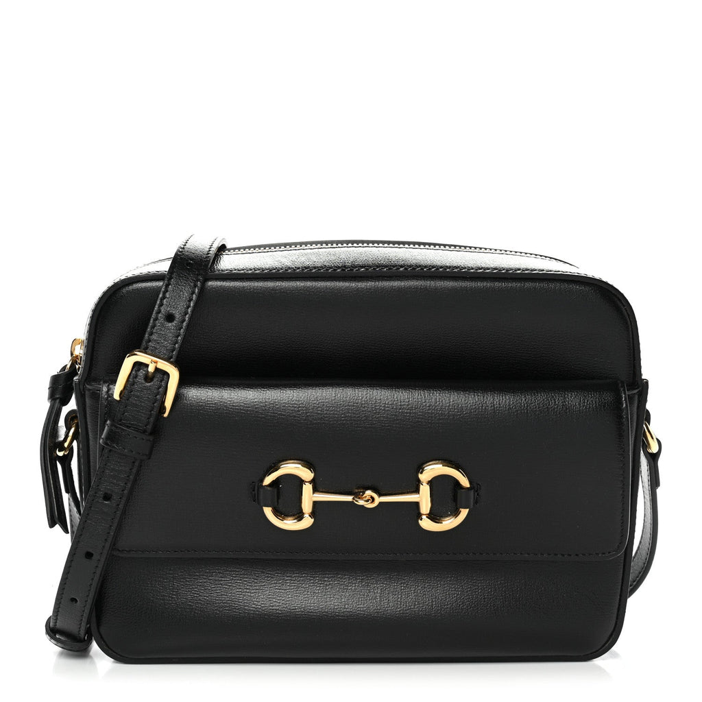 Textured Calfskin Small Horsebit 1955 Shoulder Bag Black