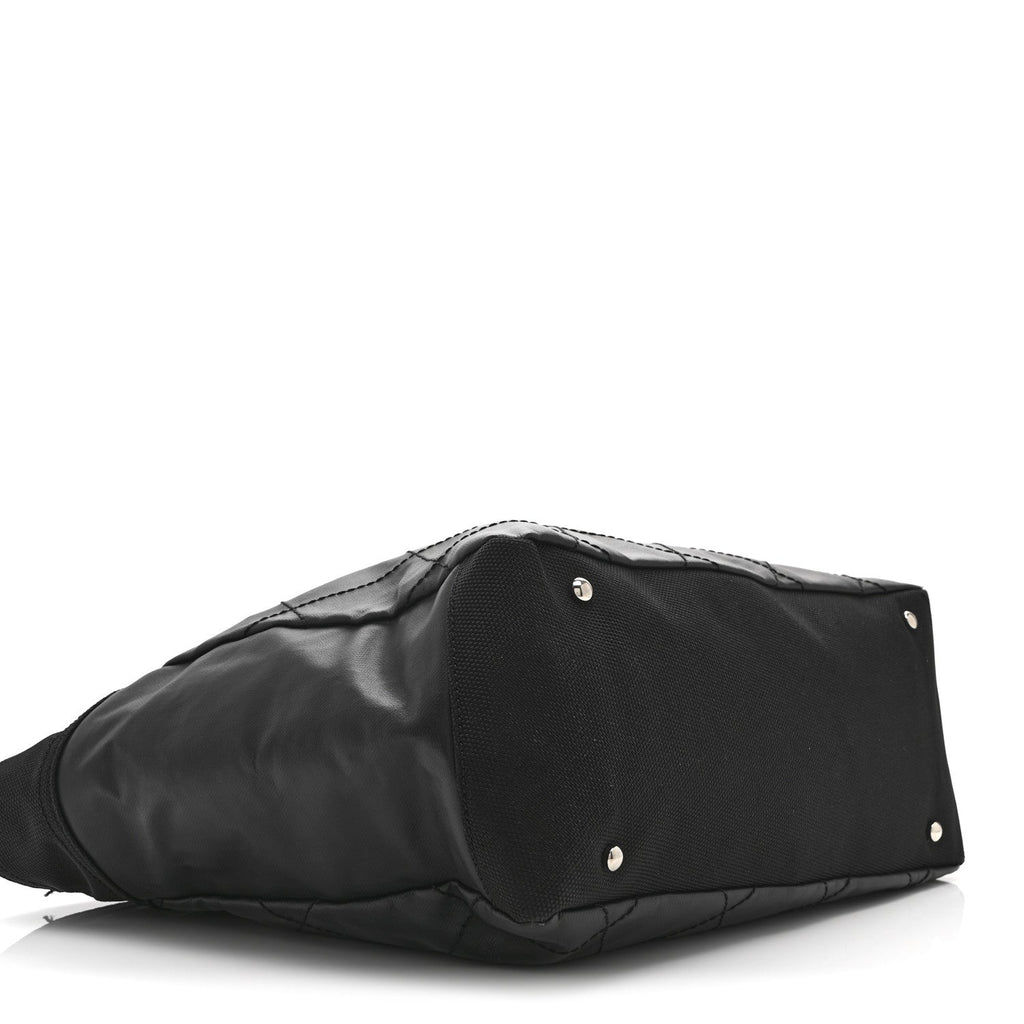 Coated Canvas Quilted Large Paris Biarritz Tote Black