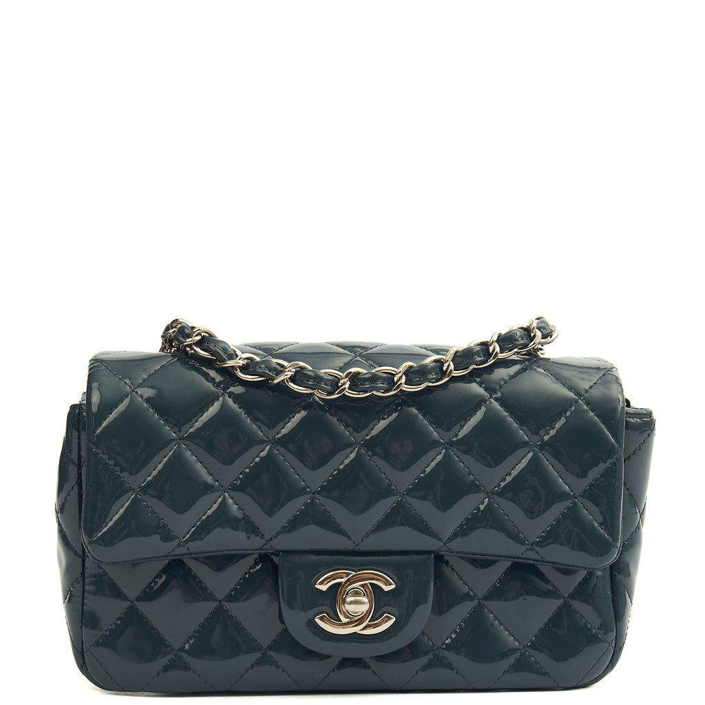 Chanel Mini Bag Classic - Mini (Rectangular) in Blue, Patent Leather