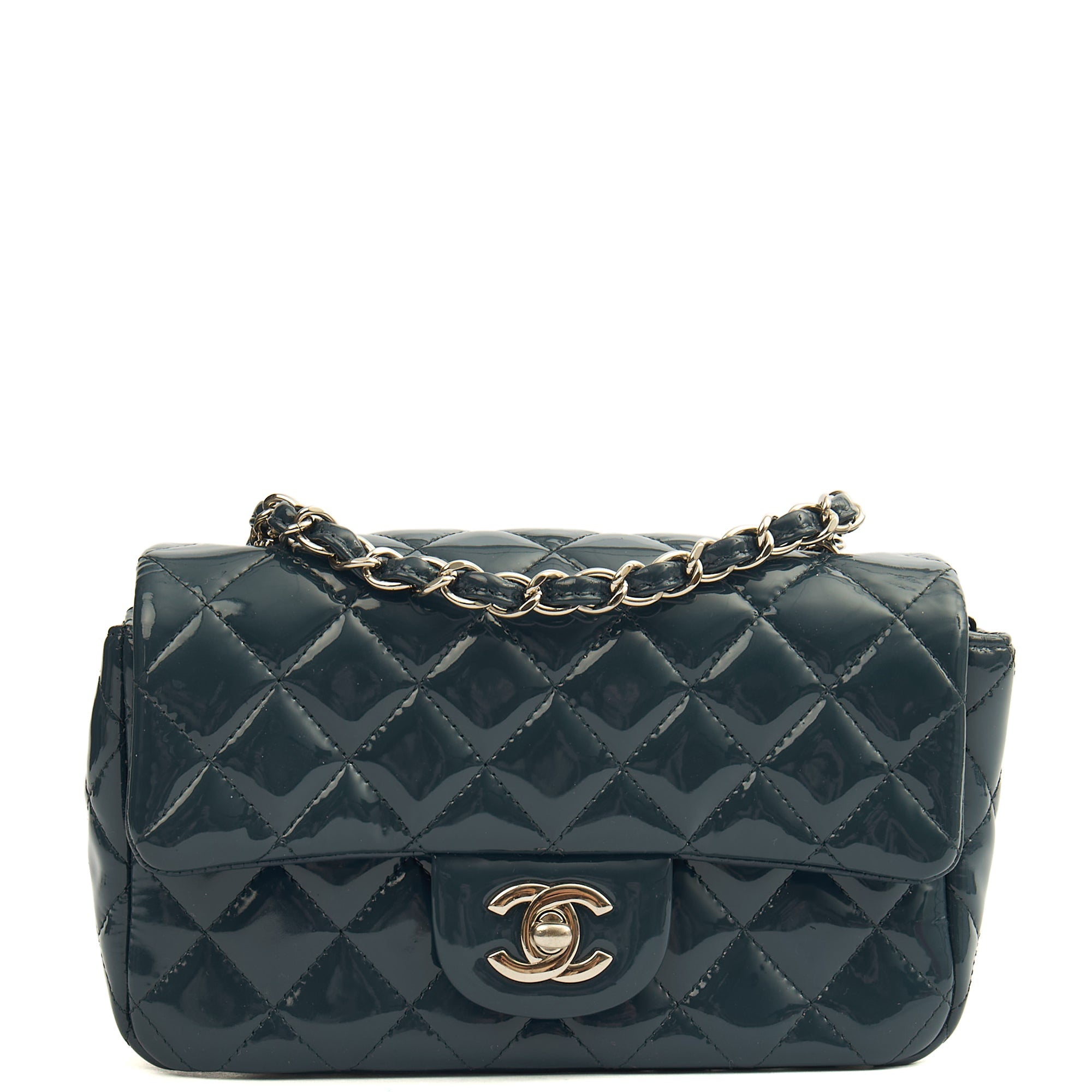 Chanel Mini Bag Classic - Mini (Rectangular) in Blue, Patent Leather