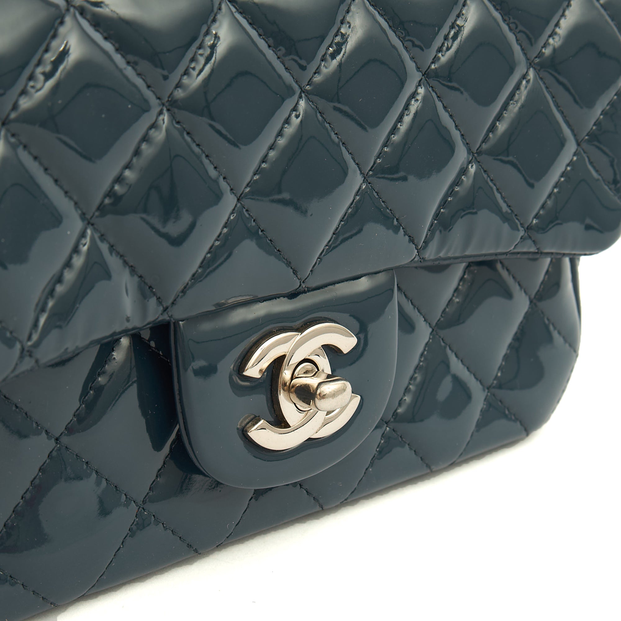 Chanel Mini Bag Classic - Mini (Rectangular) in Blue, Patent Leather