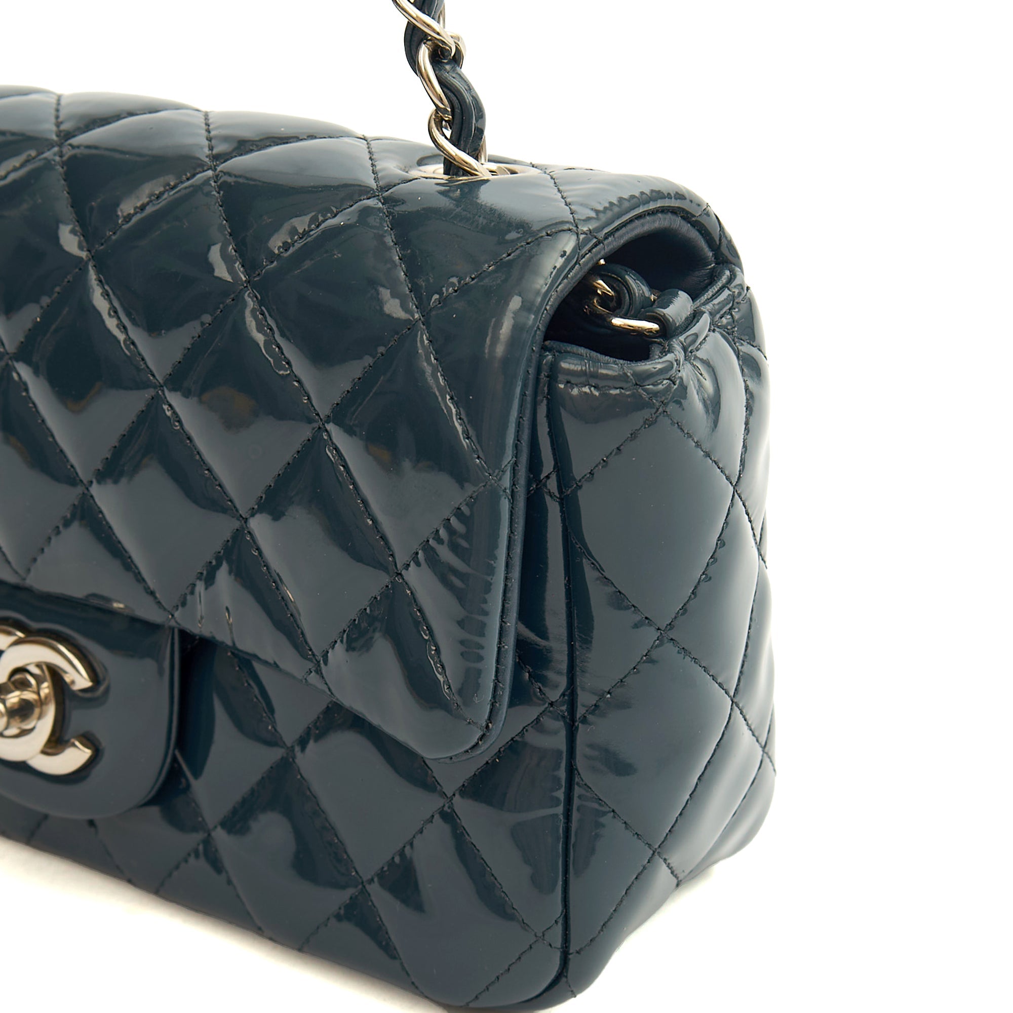 Chanel Mini Bag Classic - Mini (Rectangular) in Blue, Patent Leather