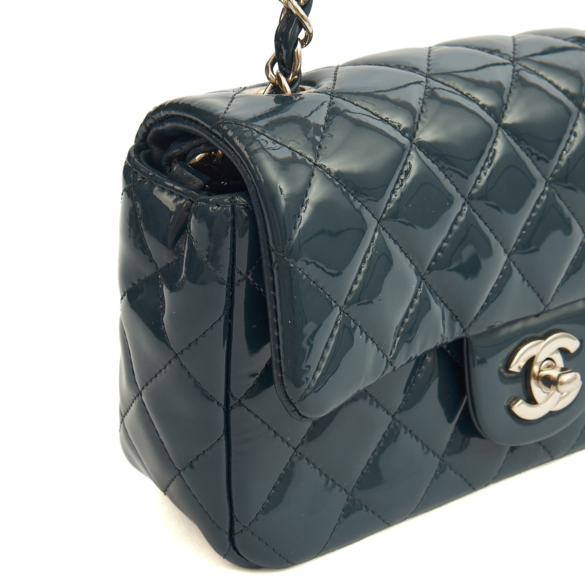 Chanel Mini Bag Classic - Mini (Rectangular) in Blue, Patent Leather