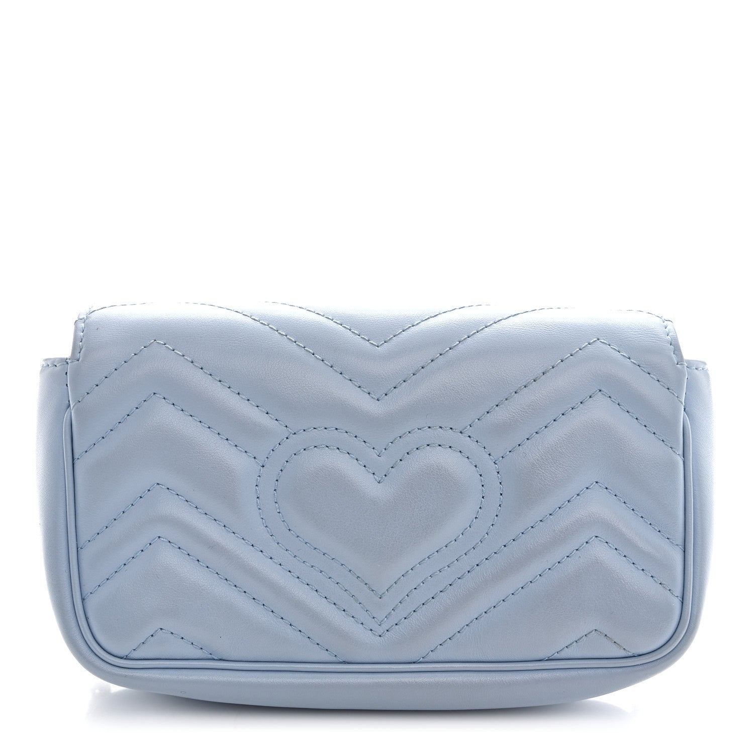 Calfskin Matelasse Super Mini GG Marmont Shoulder Bag Porcelain Light Blue