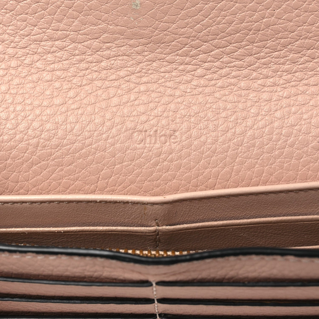 Calfskin Alphabet Long Wallet Blush Nude