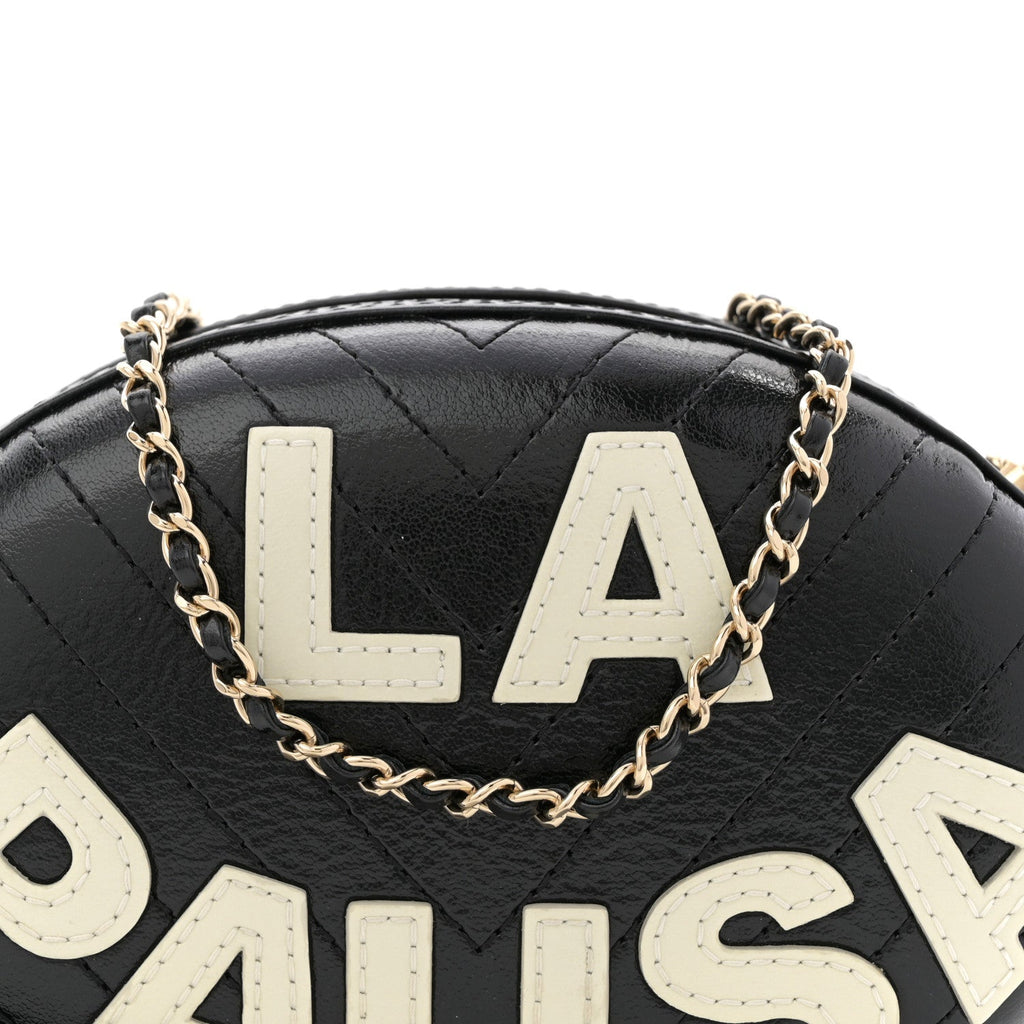 Lambskin Embroidered Chevron Quilted La Pausa Tassel Clutch Black