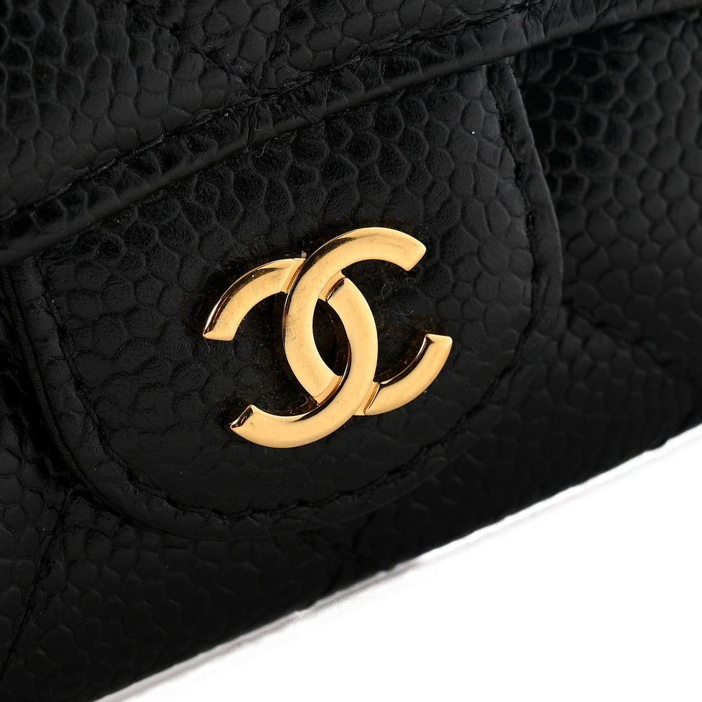 Caviar Quilted Flap  Holder Black