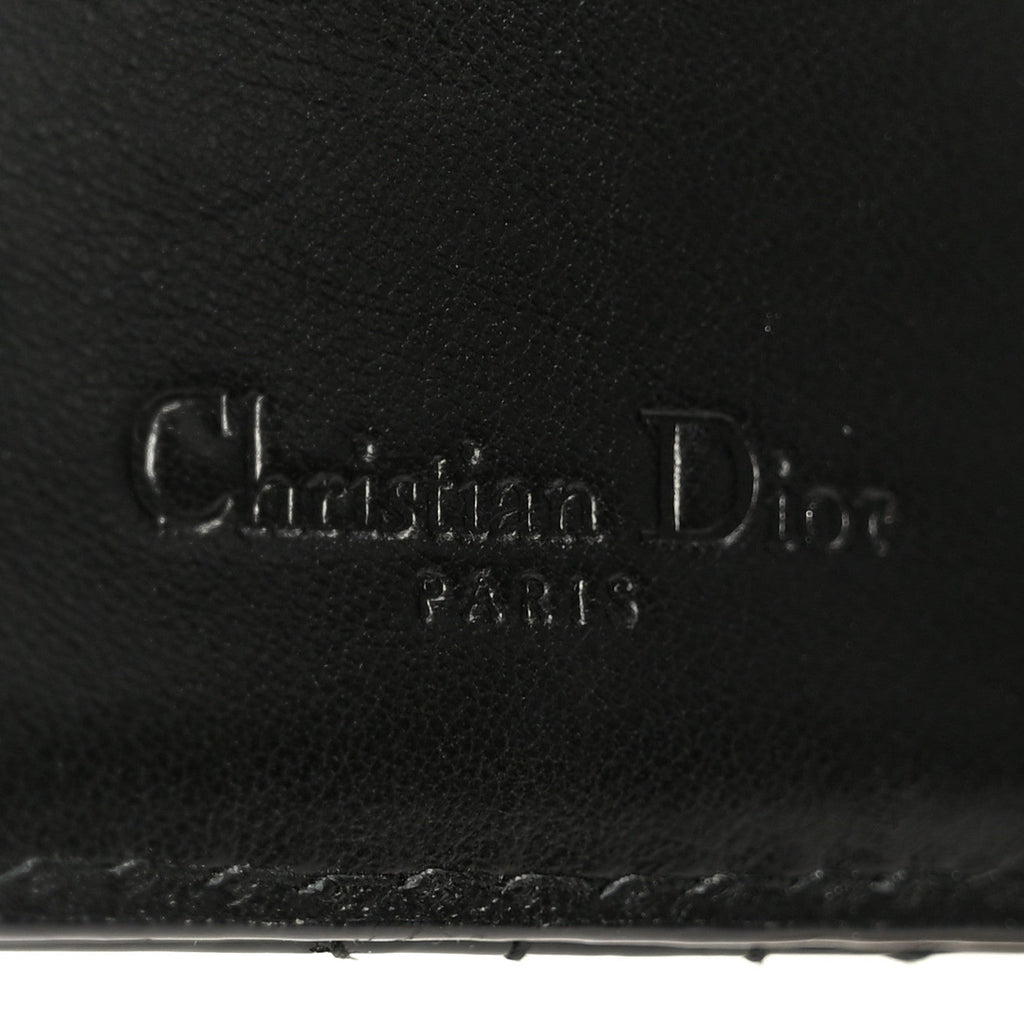 Patent Cannage Small Lady Dior Flap  Holder Black