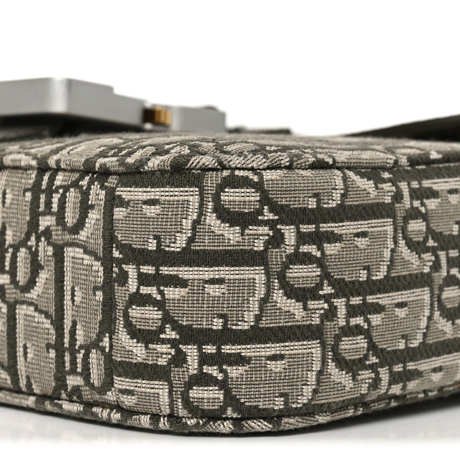 Oblique Jacquard Grained Calfskin Small Saddle Messenger Bag With Flap Green