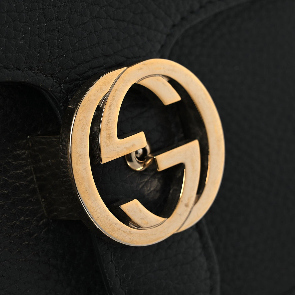Dollar Calfskin Interlocking G Shoulder Bag Black