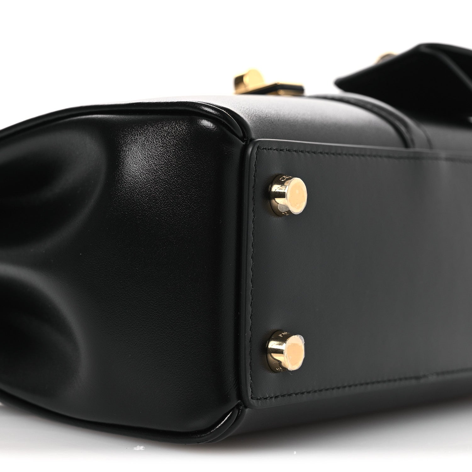 Satinated Calfskin Mini 16 Top Handle Bag Black
