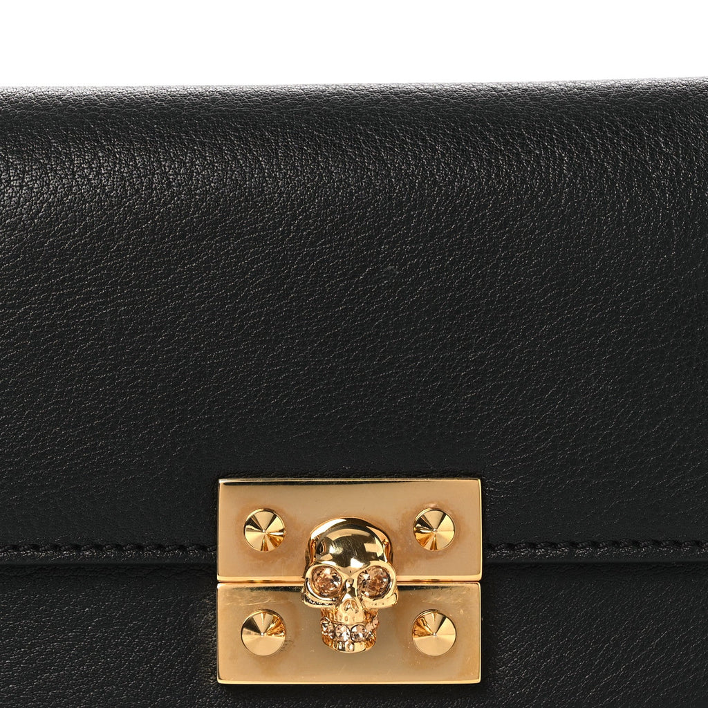 Calfskin Skull Mini Clutch Black