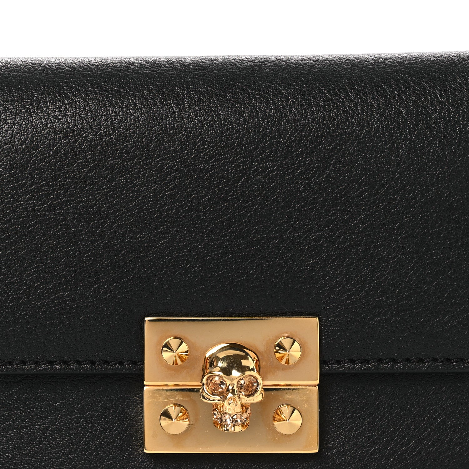 Calfskin Skull Mini Clutch Black