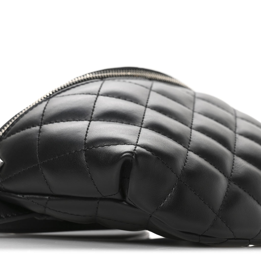 Calfskin Quilted Waist Belt Bag Black