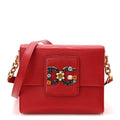 Lizard Embossed Crystal Embellished DG Millennials Mini Crossbody Bag Red