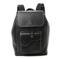 Grained Calfskin Saddle Drawstring Backpack Black
