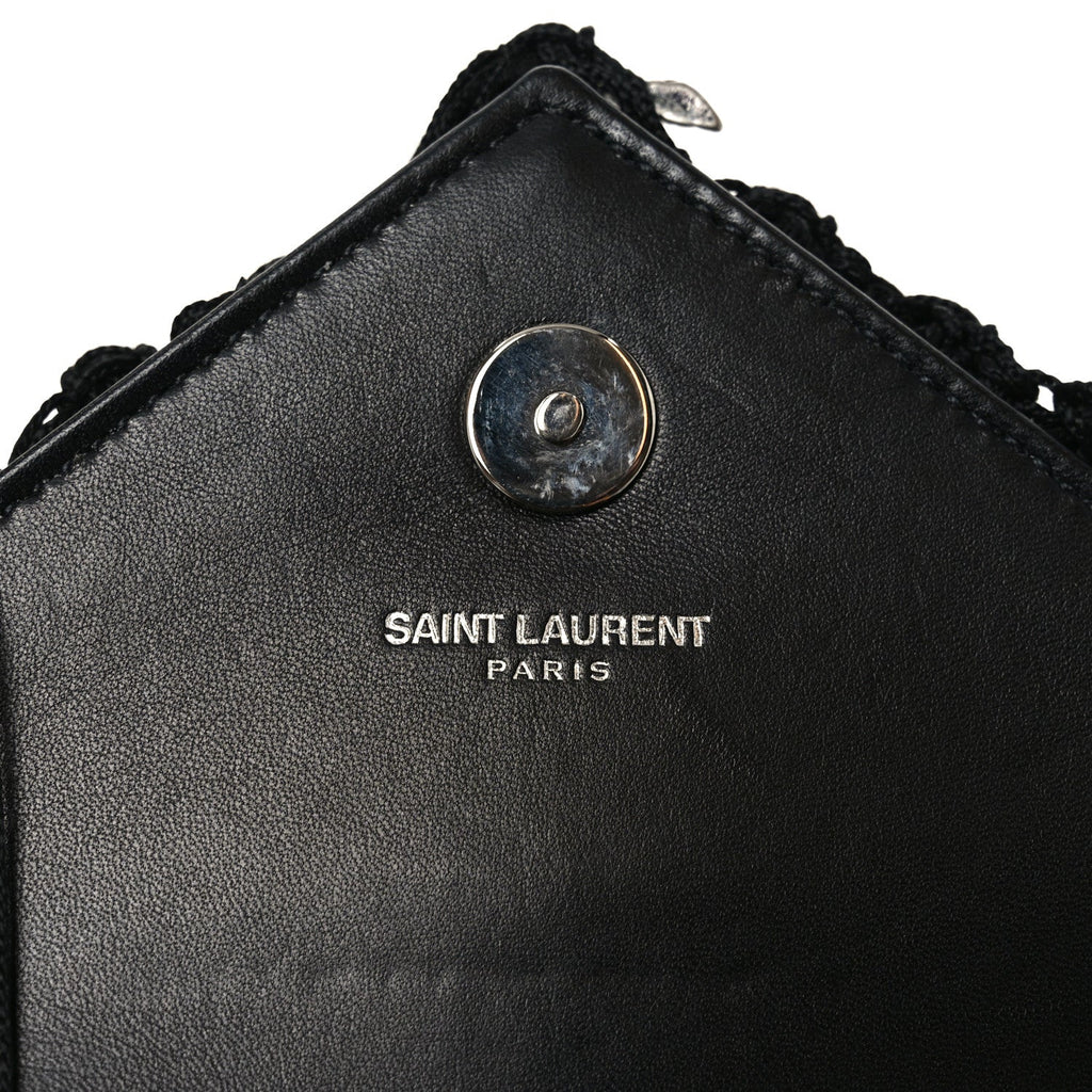 Calfskin Crochet Baby Monogram Chain Satchel Black