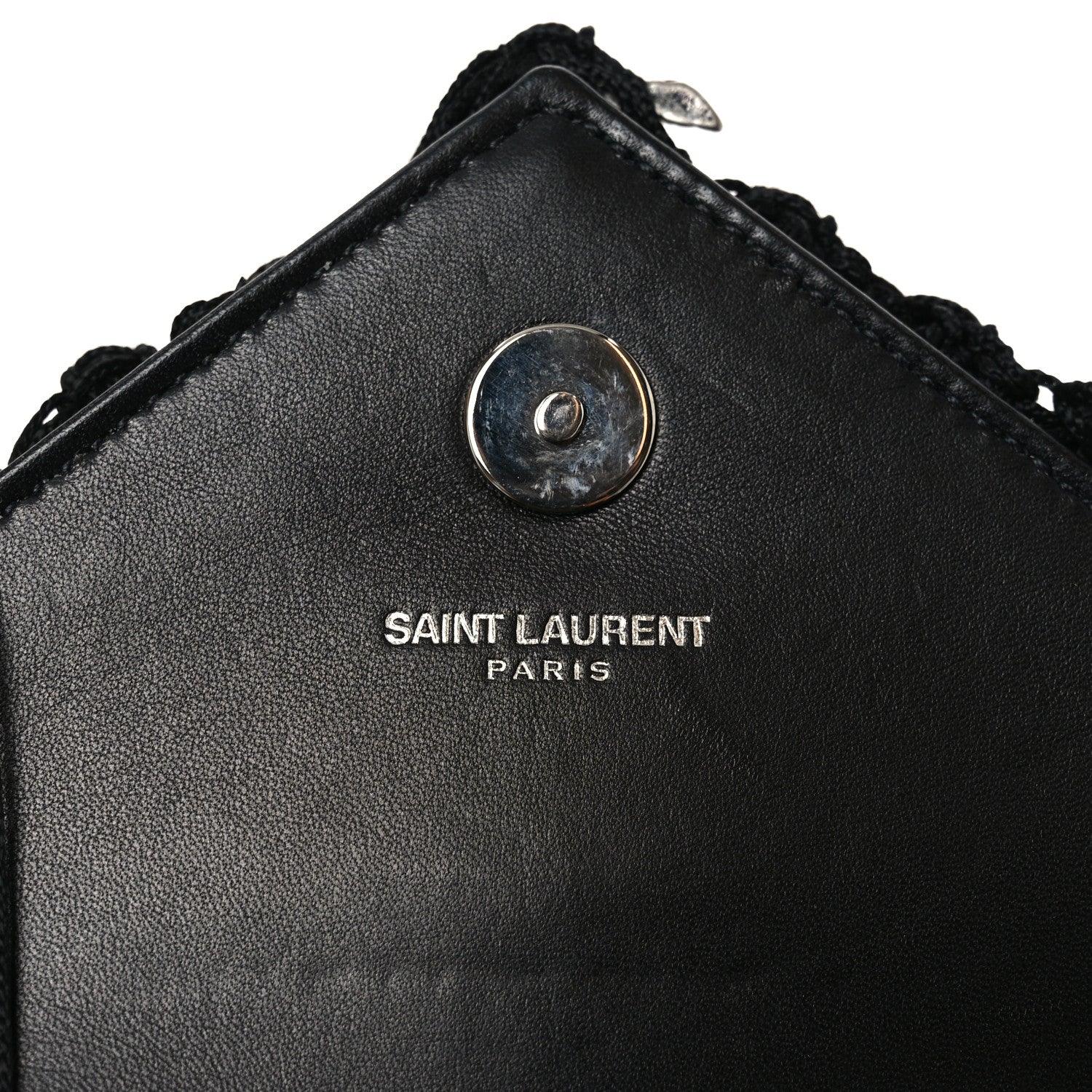 Calfskin Crochet Baby Monogram Chain Satchel Black