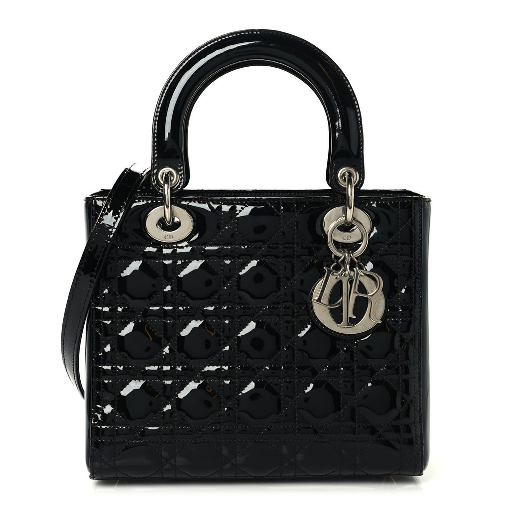Patent Cannage Medium Lady Dior Black