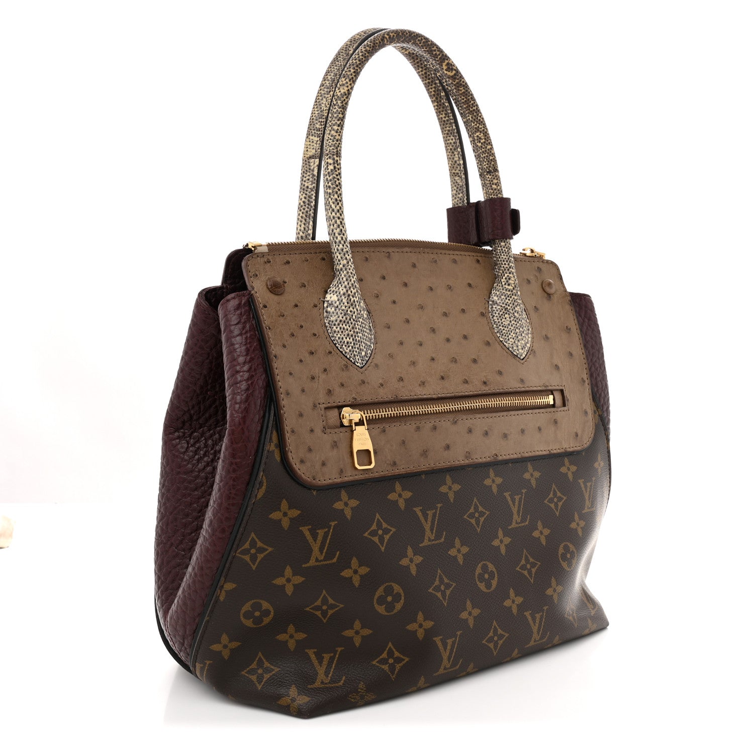 Ostrich Lizard Majestueux Tote MM Bordeaux