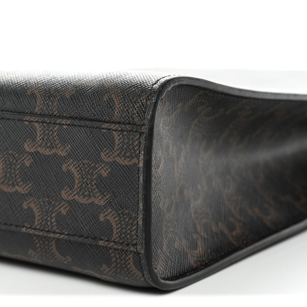 Triomphe Canvas Calfskin Small Vertical Cabas Tan