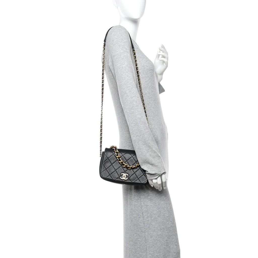 Caviar Quilted Small Fashion Therapy Flap Bag Black