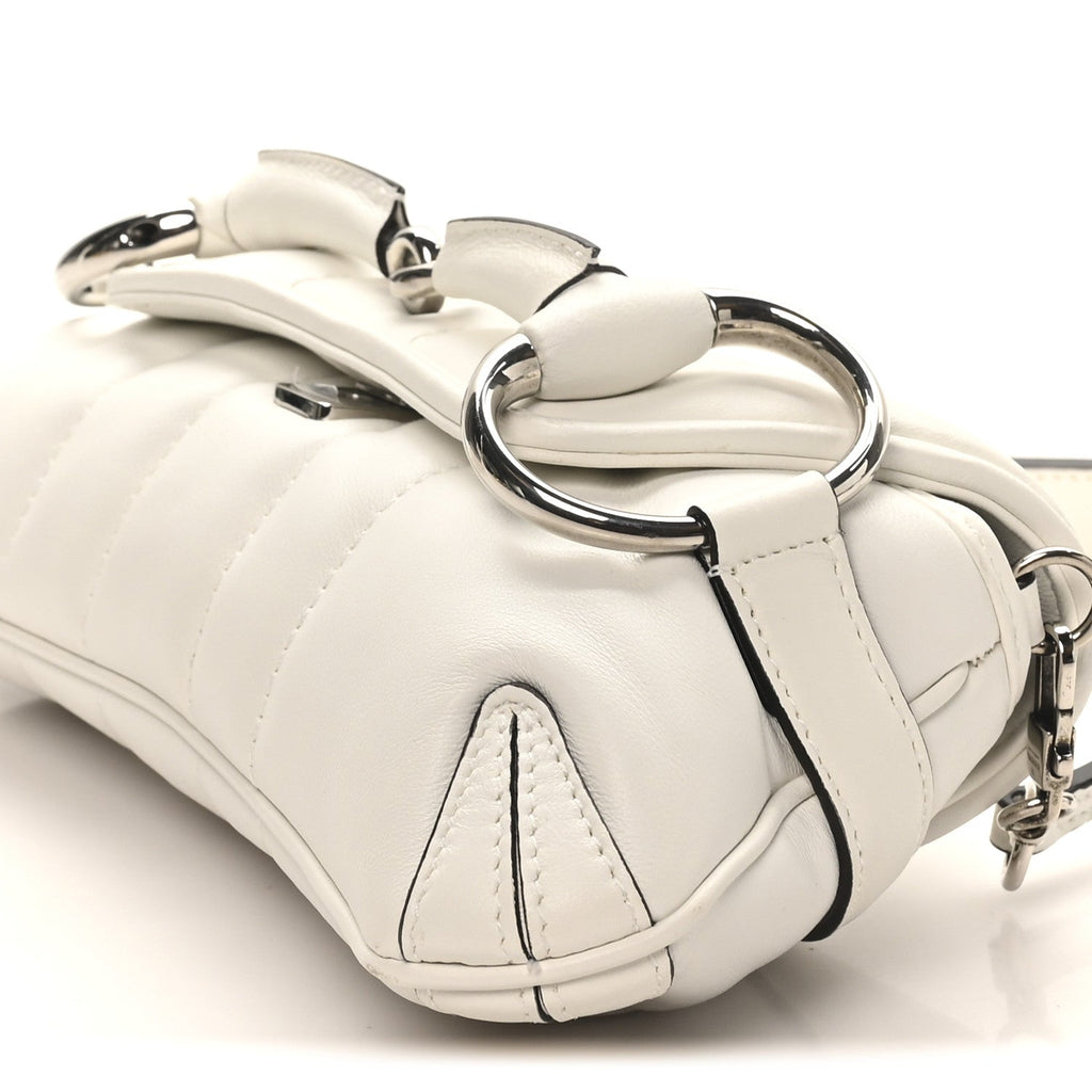 Nappa Vertical Matelasse Small Maxi Horsebit Chain Shoulder Bag Great White