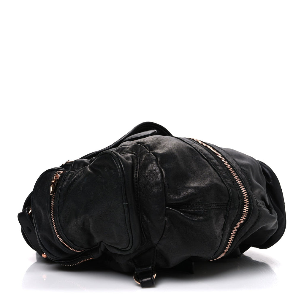 Lambskin Marti Backpack Bag Washed Black Rose Gold Hardware