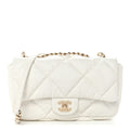 Calfskin Quilted Medium Bubbly Flap White