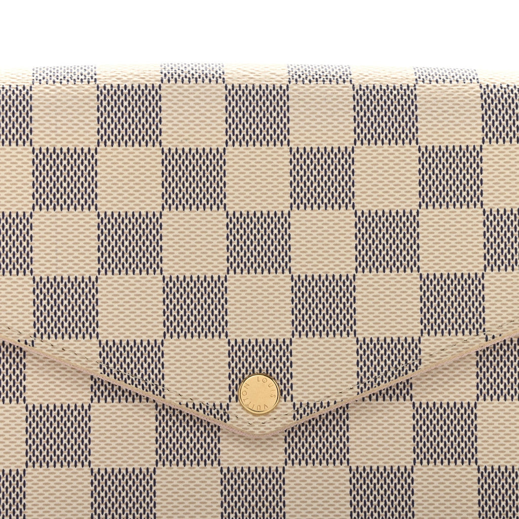 Damier Azur Pochette Felicie Chain Wallet Rose Ballerine