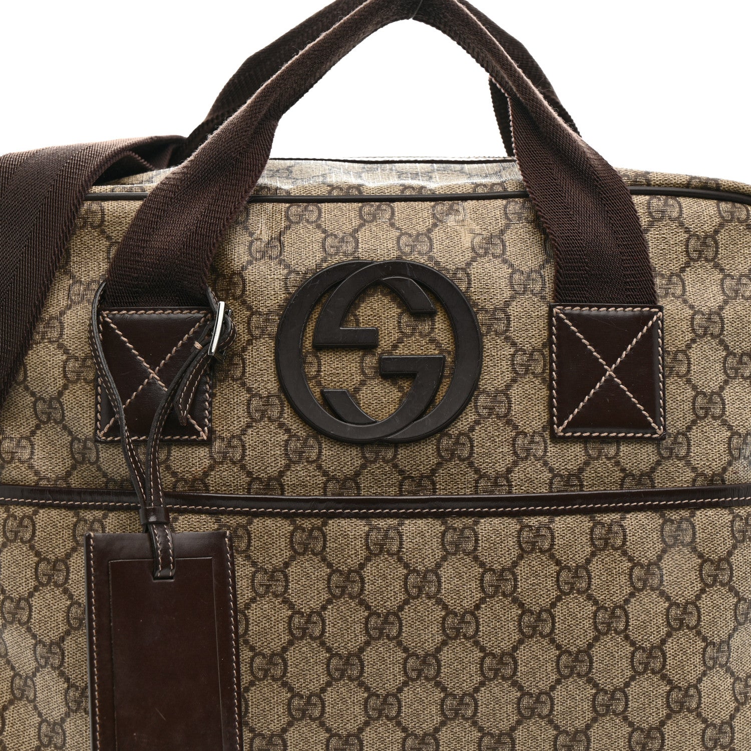 GG Plus Monogram Interlocking G Briefcase Brown