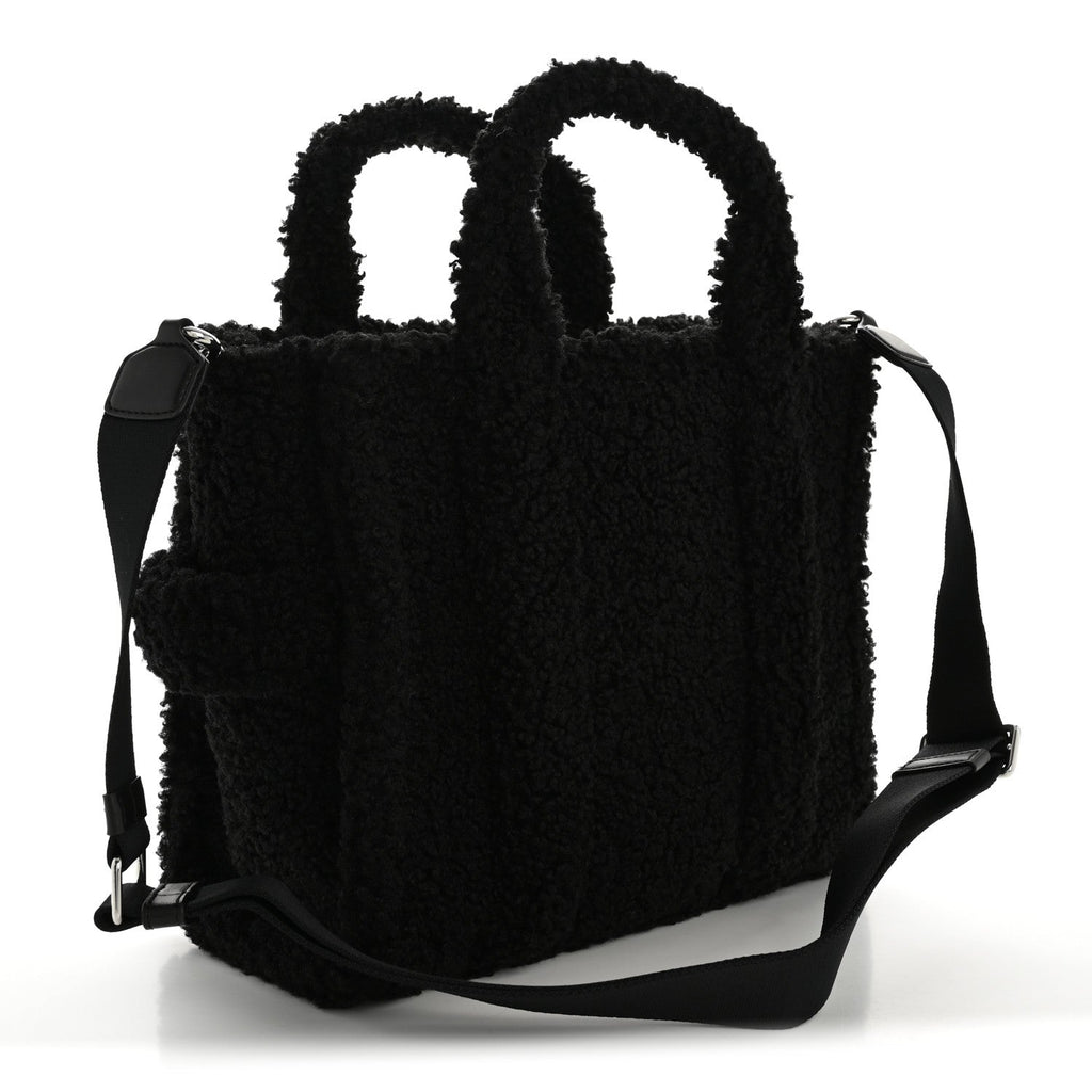 Polyester Cotton Medium The Teddy Traveler Tote Bag Black