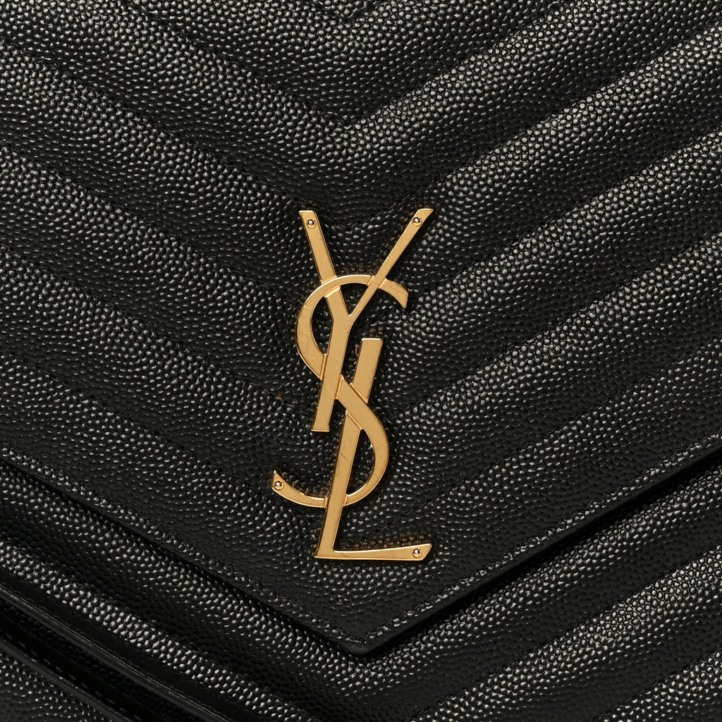 Grain De Poudre Matelasse Chevron Monogram Envelope Clutch Black