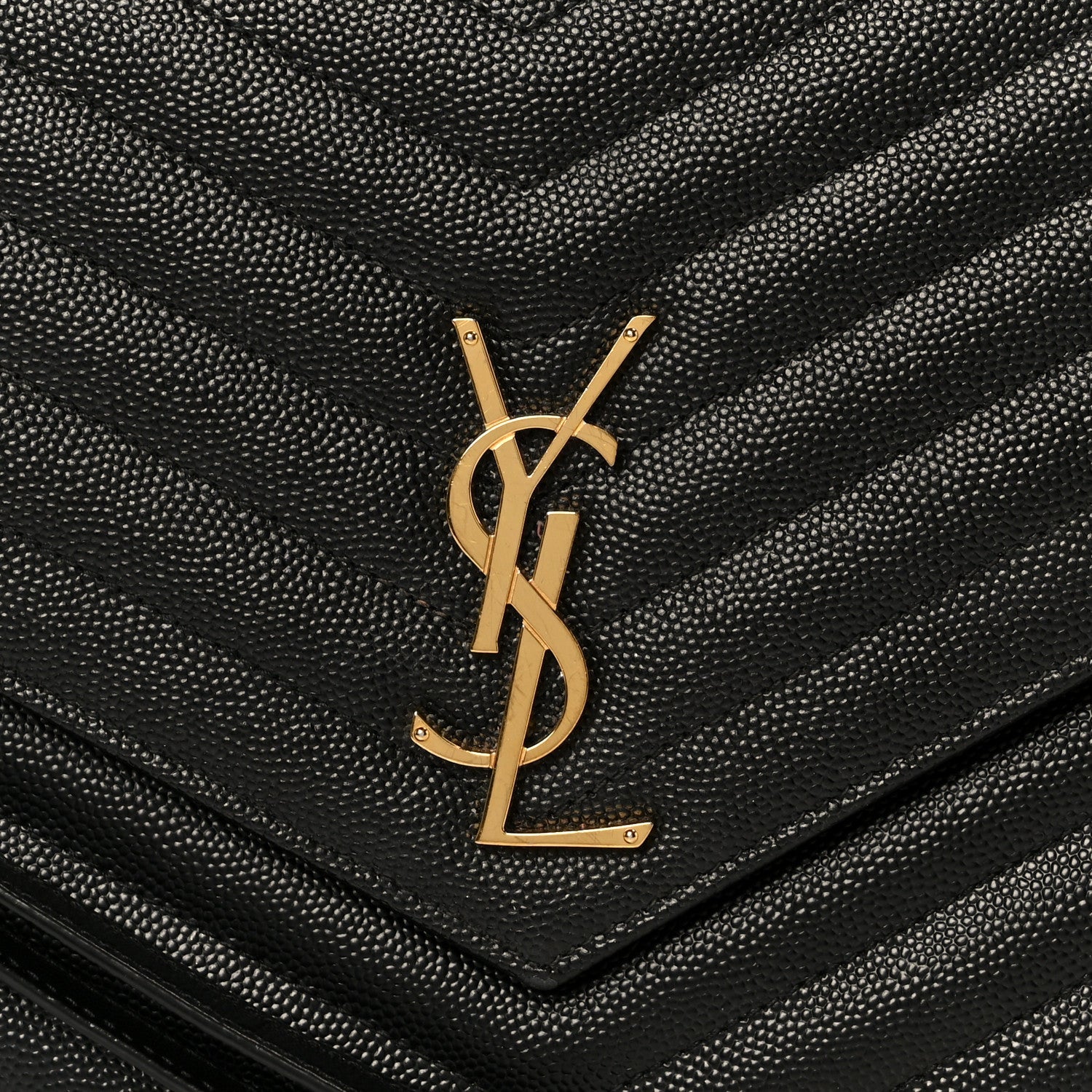 Grain De Poudre Matelasse Chevron Monogram Envelope Clutch Black
