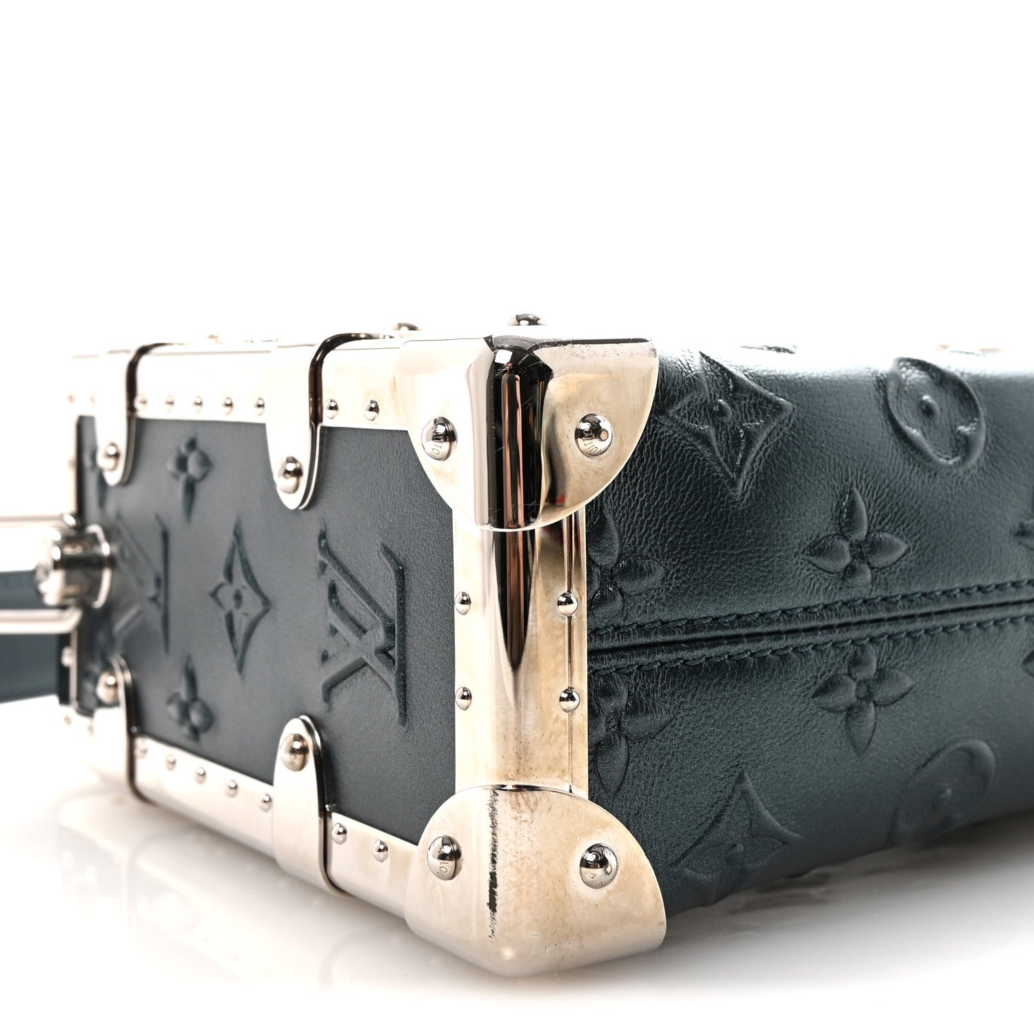 Calfskin Debossed Monogram Side Trunk Moon Bleu