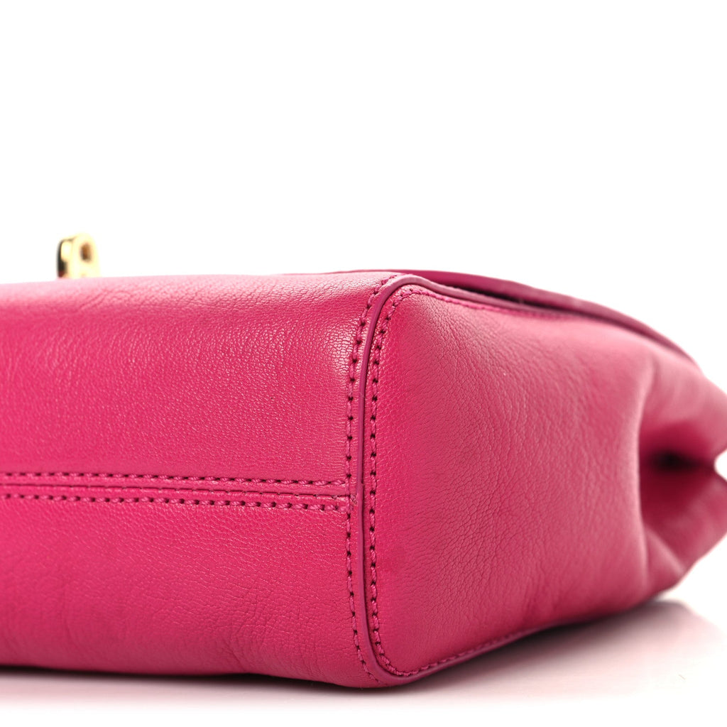 Small Classic Grain Calfskin Small Lily Flap Pink