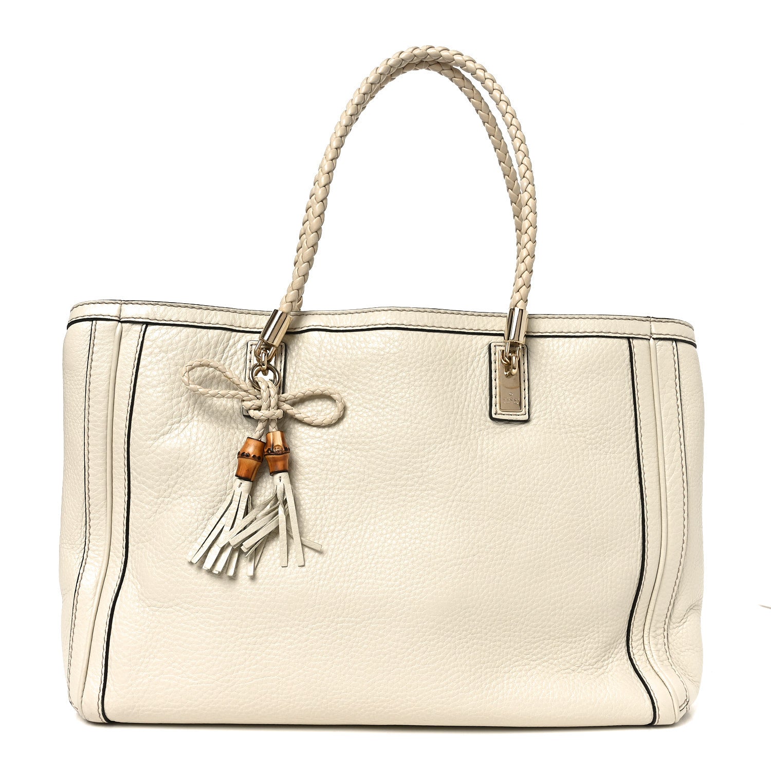 Pebbled Calfskin Medium Bella Tote Off White