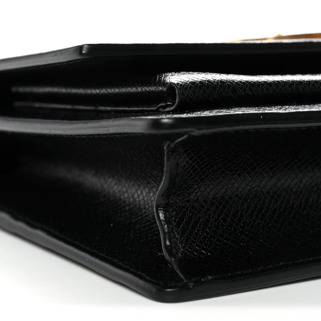 Coated Bark Calfskin Sunset Chain Wallet Black