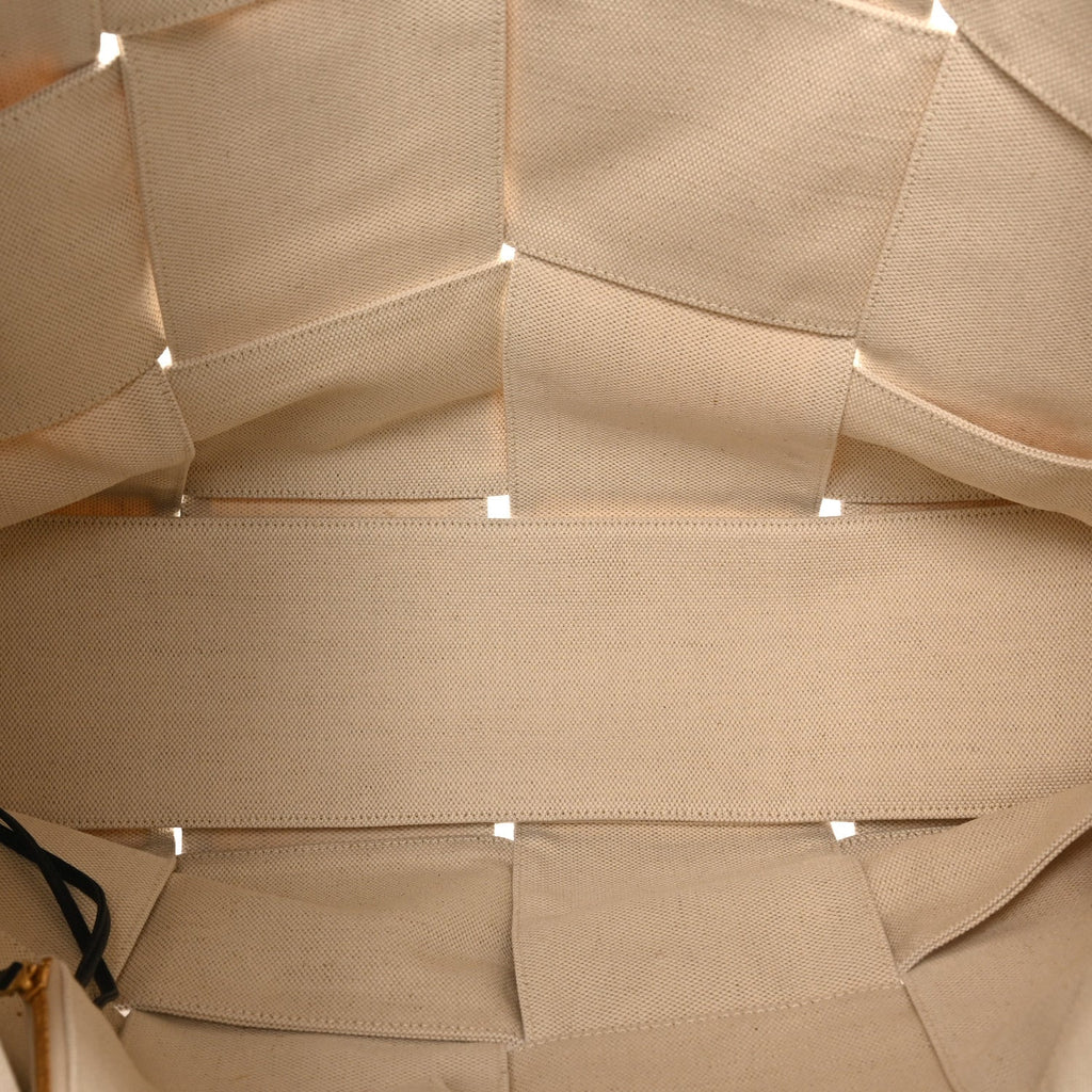 Canvas Maxi Intrecciato Large Arco Tote Beige Black