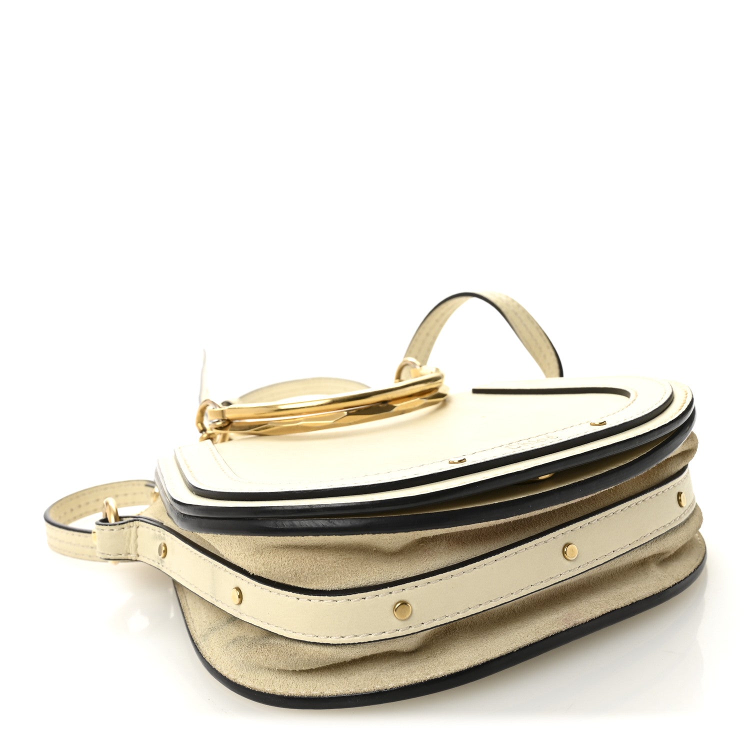 Calfskin Suede Small Nile Bracelet Bag Off White