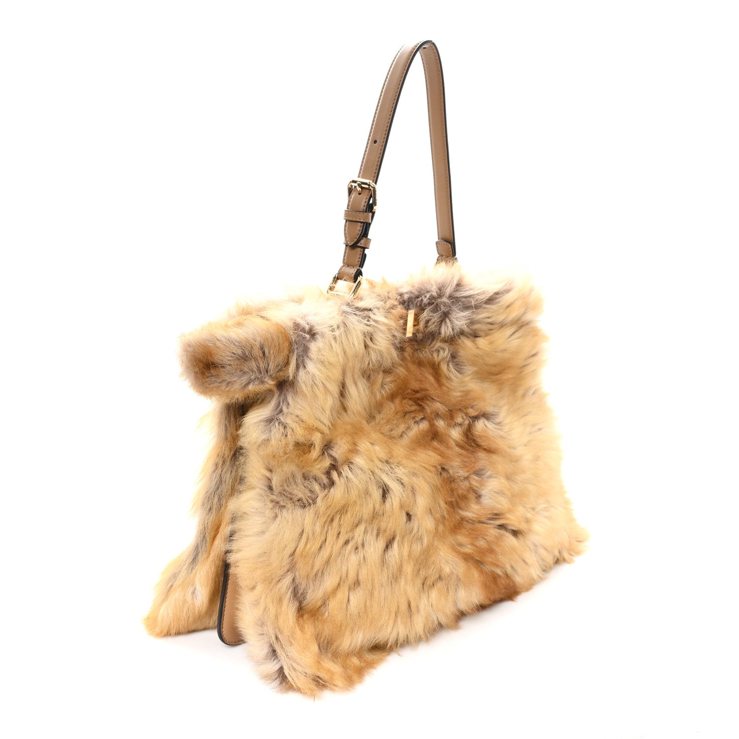 Shearling Suede Large Soft Peekaboo Beige