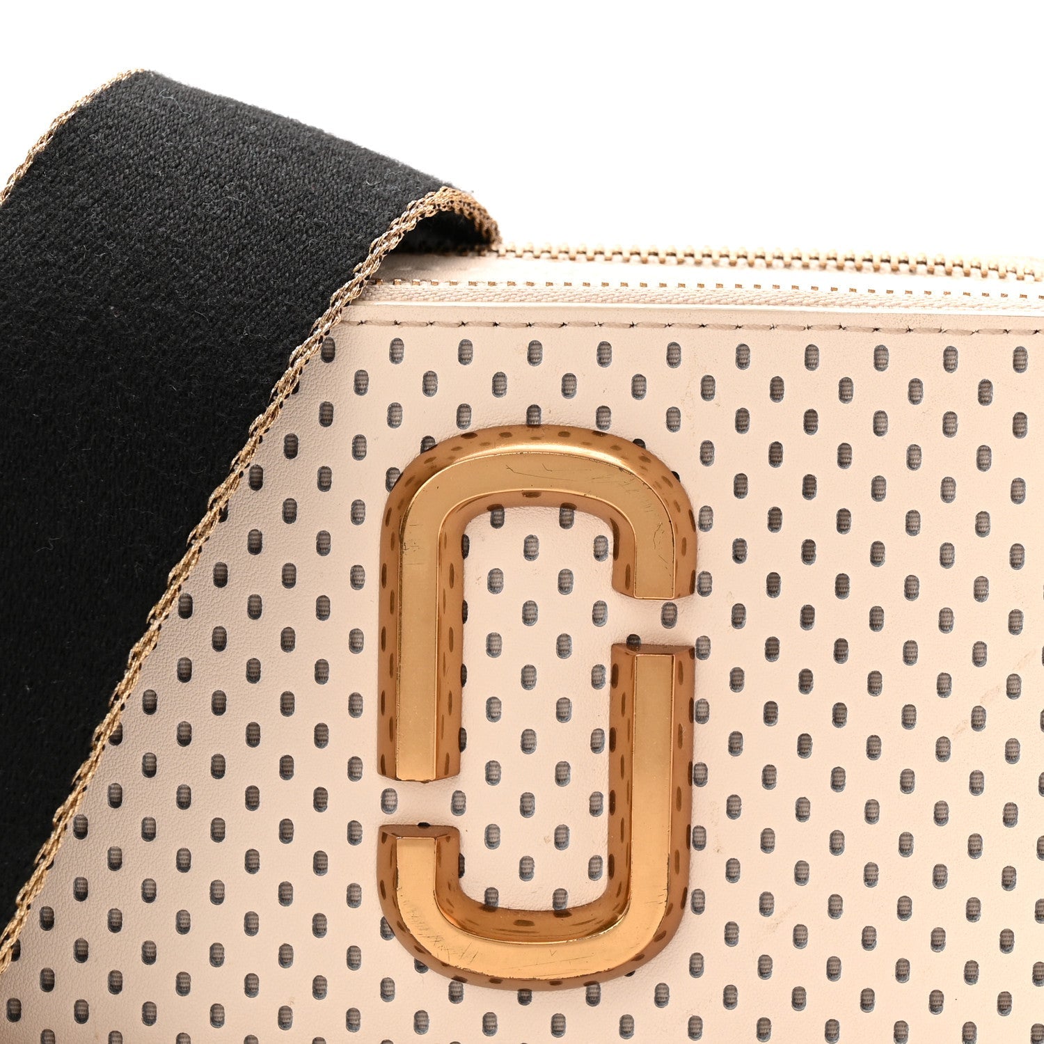 Perforated Calfskin Small Snapshot Camera Bag Tapioca