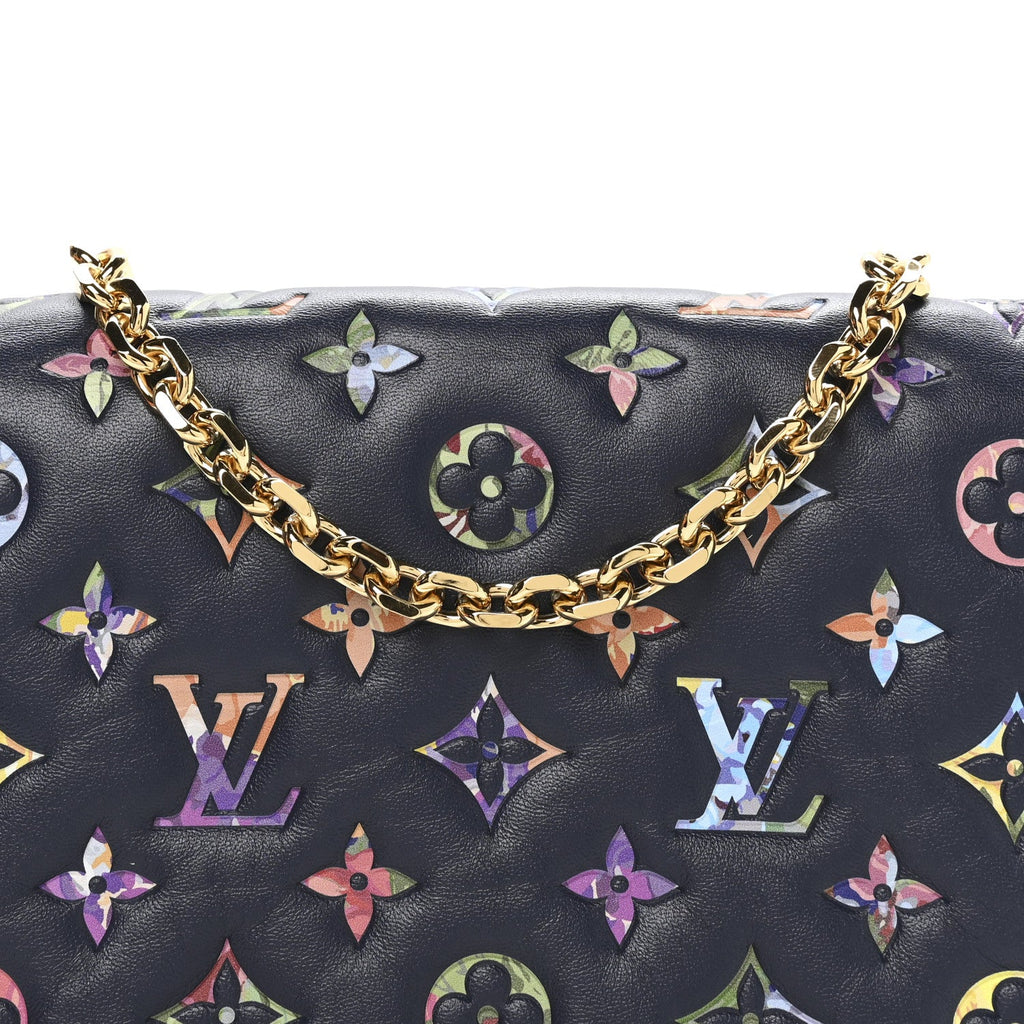 Lambskin Embossed Monogram LV Garden Pochette Coussin Navy