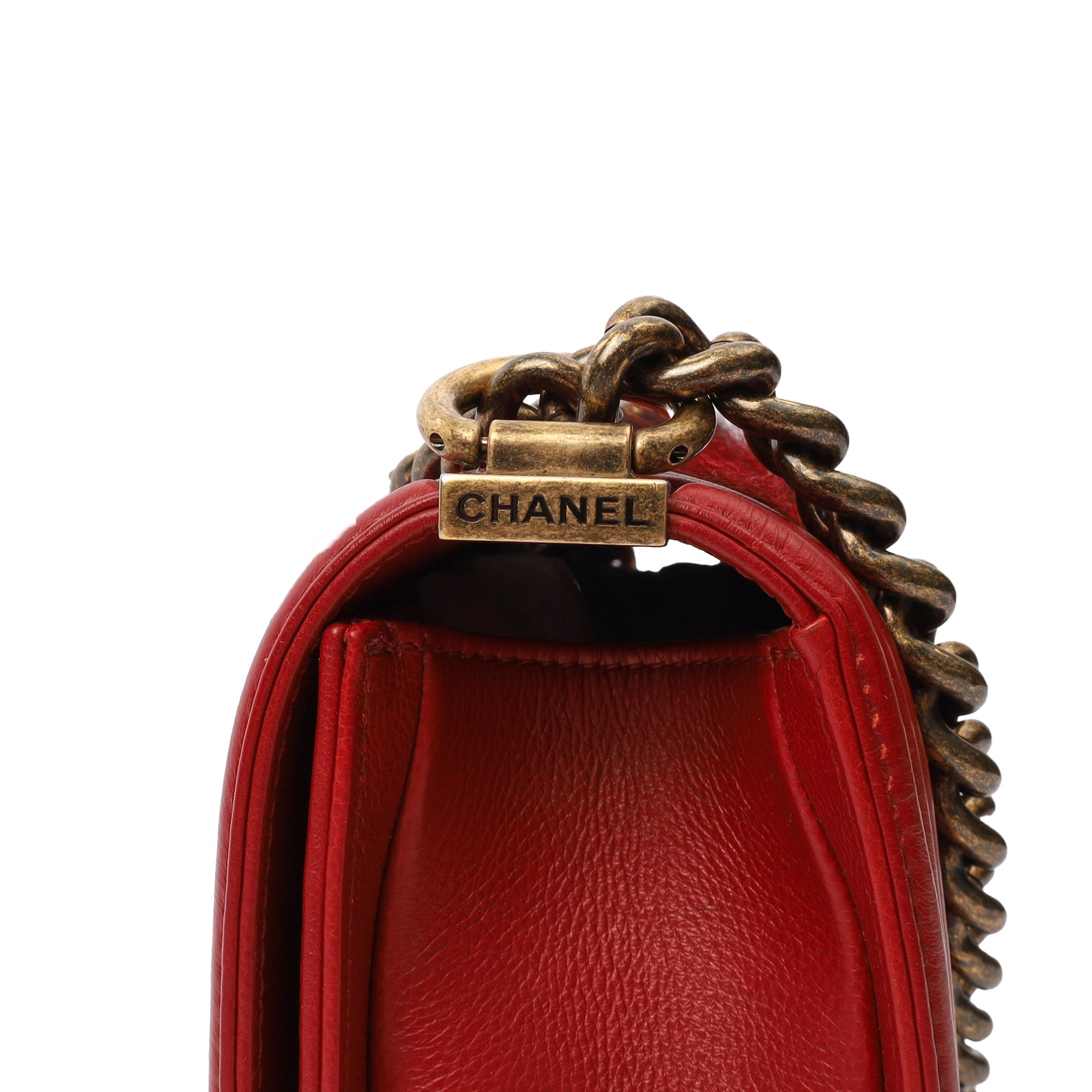 Chanel Shoulder Bag Boy - Small in Red, Calfskin Leather