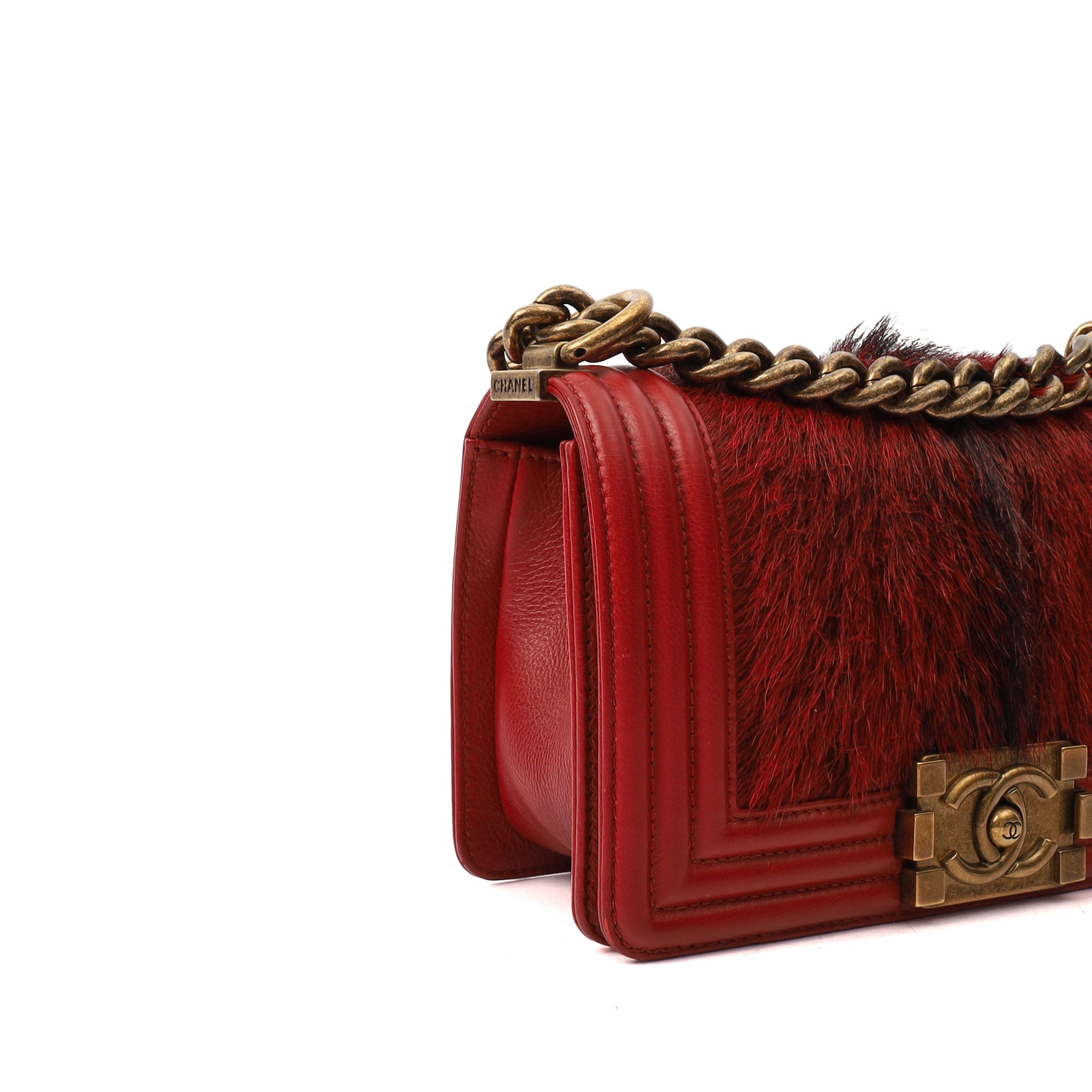 Chanel Shoulder Bag Boy - Small in Red, Calfskin Leather