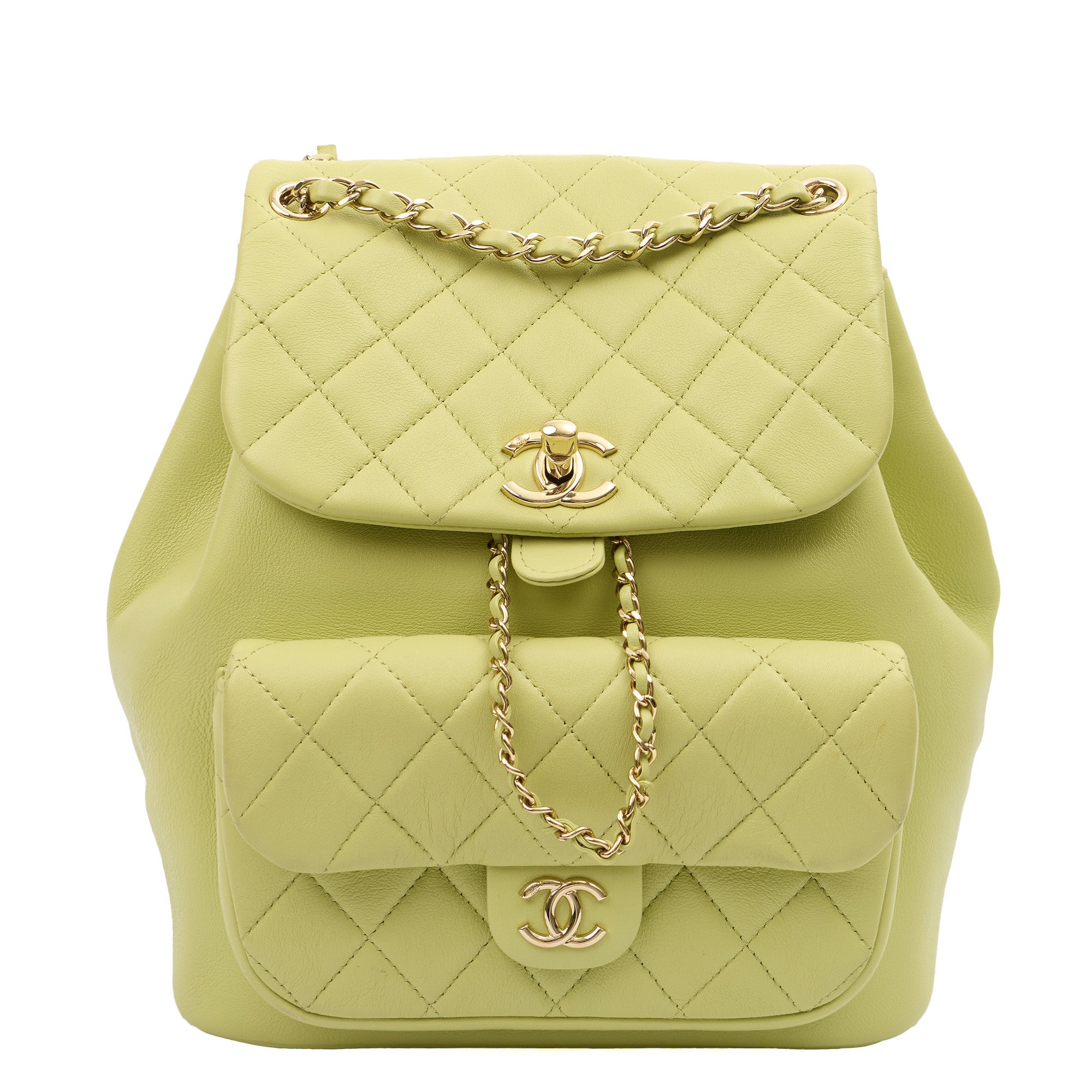 Chanel Backpack Backpack in Green, Lambskin Leather