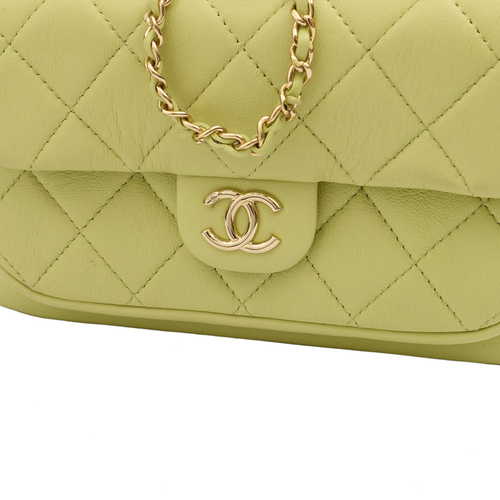 Chanel Backpack Backpack in Green, Lambskin Leather