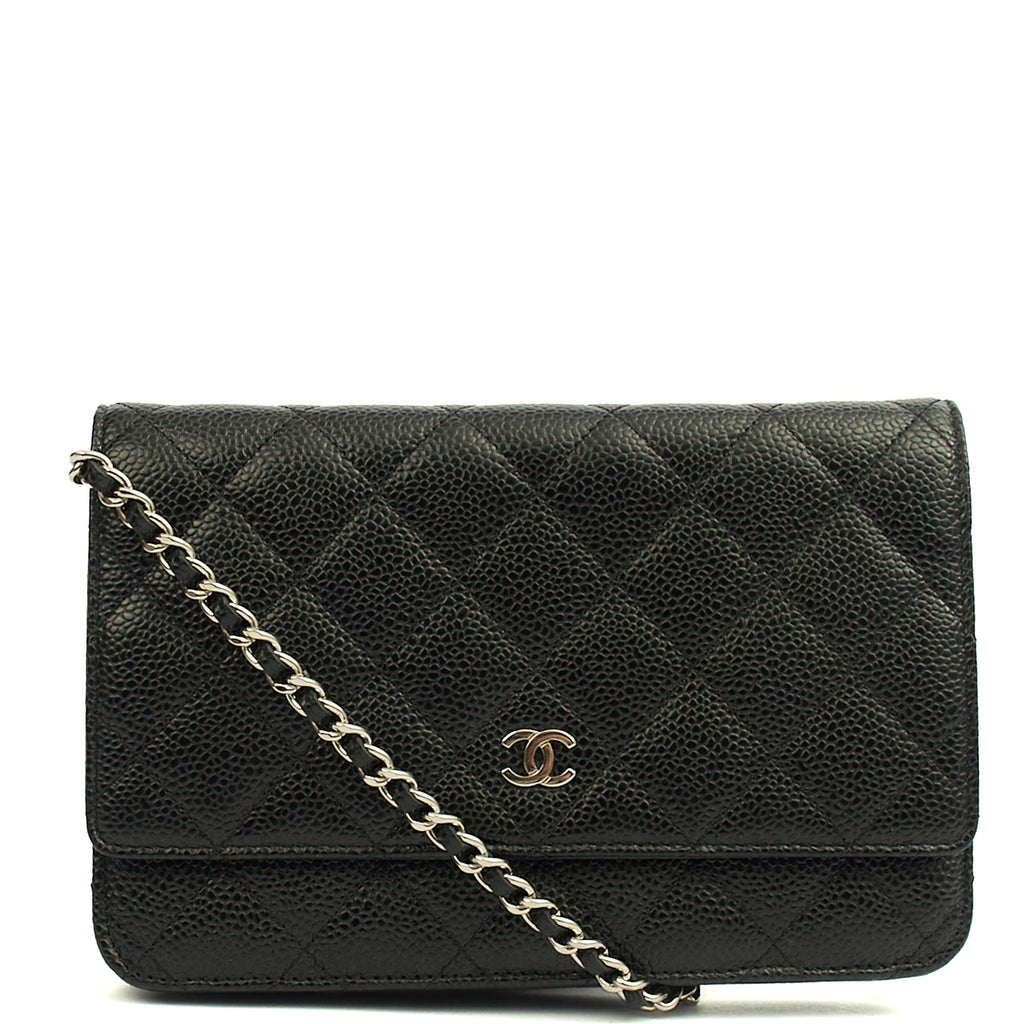 Chanel Cross Body Wallet on Chain in Black, Caviar Leather